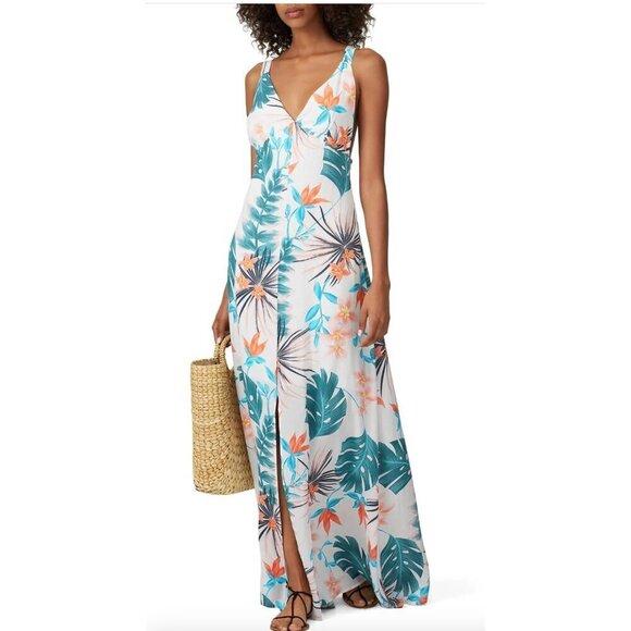 Slate and Willow Palm Printed Maxi Dress Size XS Backless - Picture 1 of 8